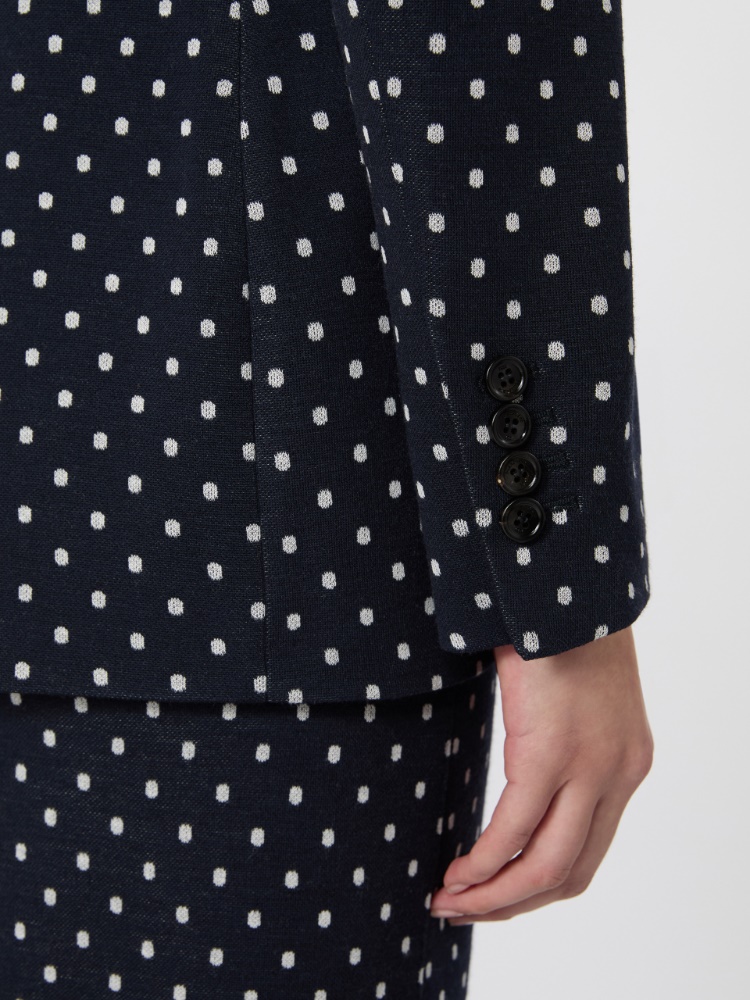 Double-breasted polka dot jersey blazer - ULTRAMARINE - 5