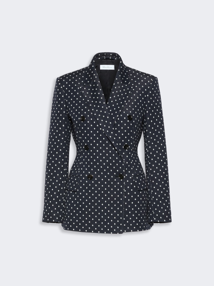 Double-breasted polka dot jersey blazer - ULTRAMARINE