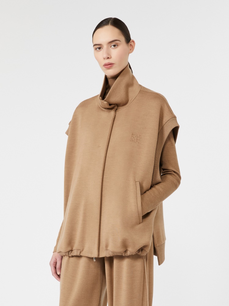 Oversized sleeveless wool jersey jacket - CAMEL - Max Mara - 2