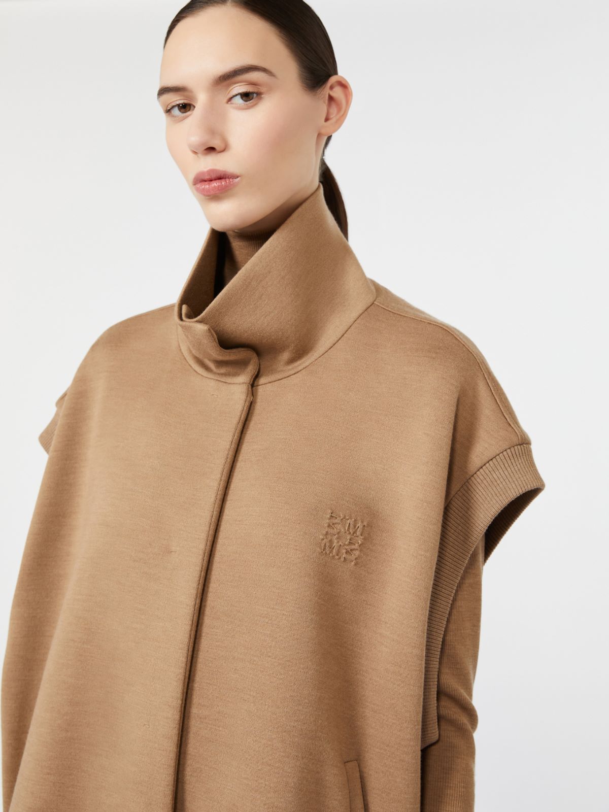 Oversized sleeveless wool jersey jacket - CAMEL - Max Mara - 4