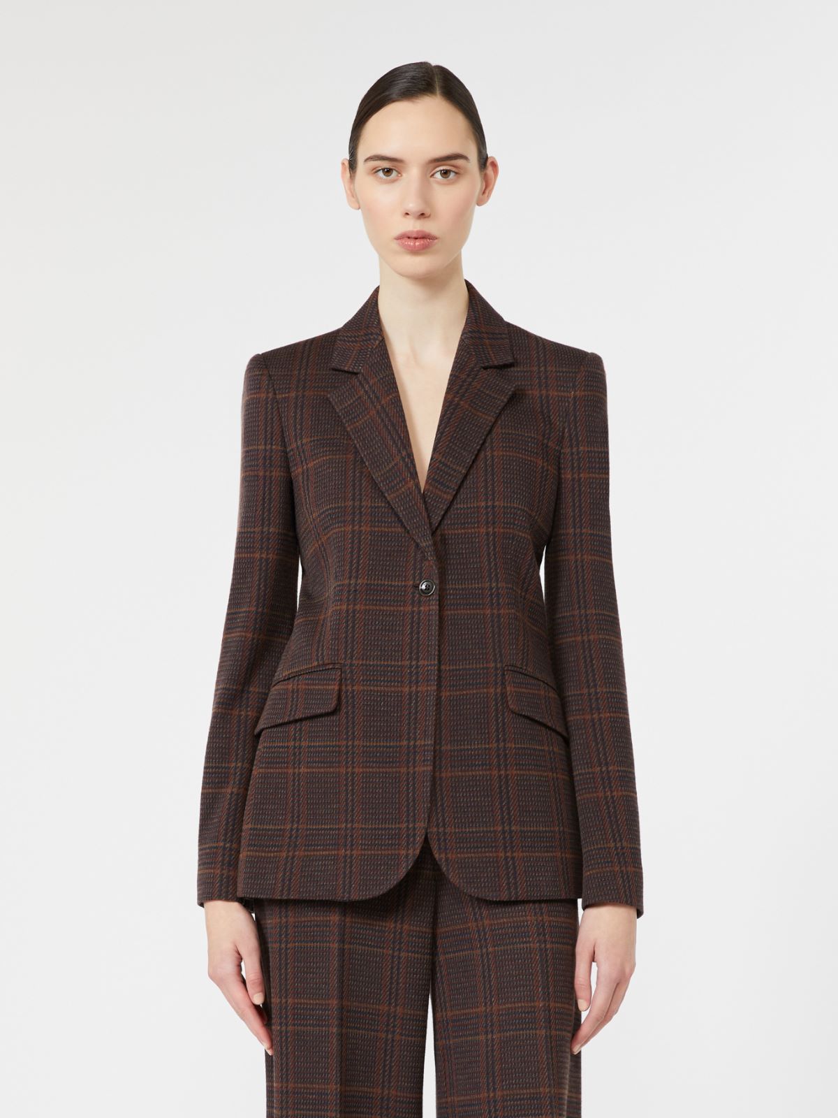 Wool and cotton single-breasted blazer - BROWN BORDEAUX - Max Mara - 2