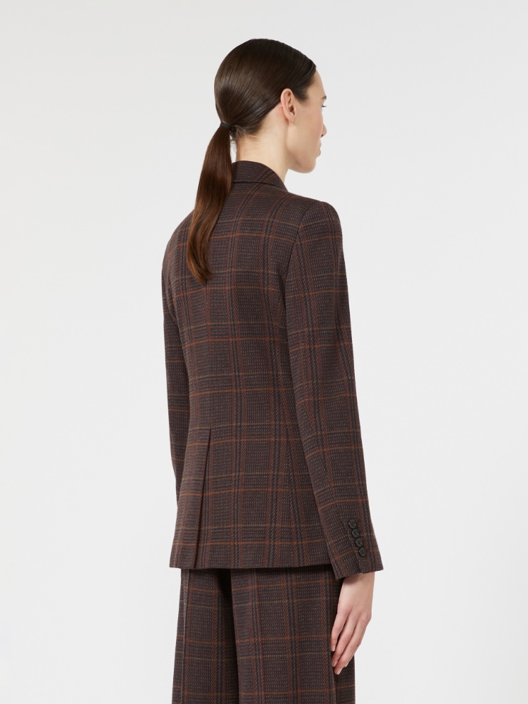 Wool and cotton single-breasted blazer - BROWN BORDEAUX - Max Mara - 3