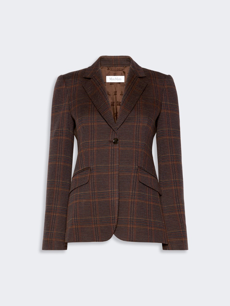 Wool and cotton single-breasted blazer - BROWN BORDEAUX