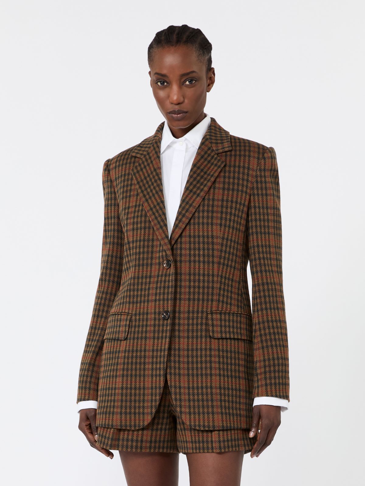 Single-breasted Glen plaid jersey blazer - TOBACCO - Max Mara - 2