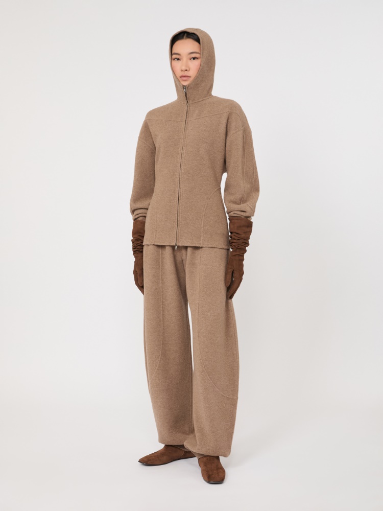 Wool and cashmere jersey sweatshirt - BEIGE