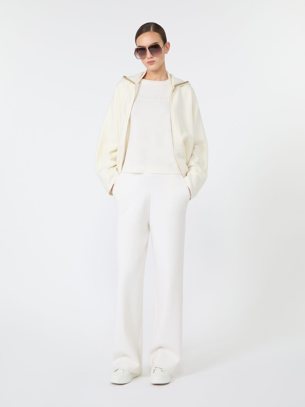 [ペタリ] ウール カシミヤ ジャージー フーディ + WHITE - Max Mara