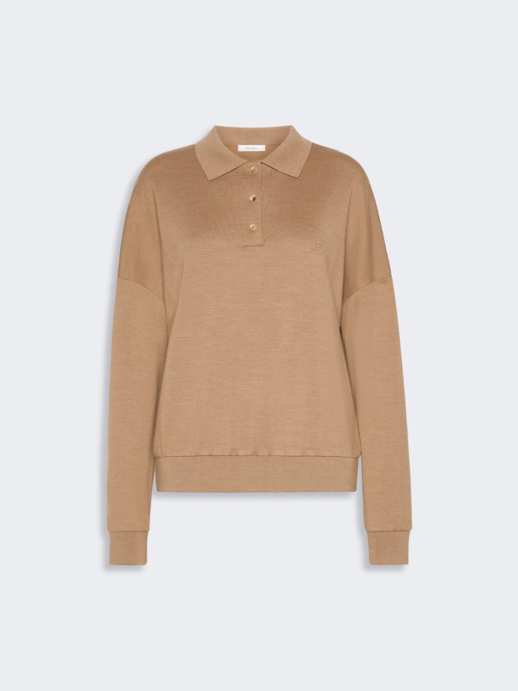 Wool fleece jersey sweater - CAMEL