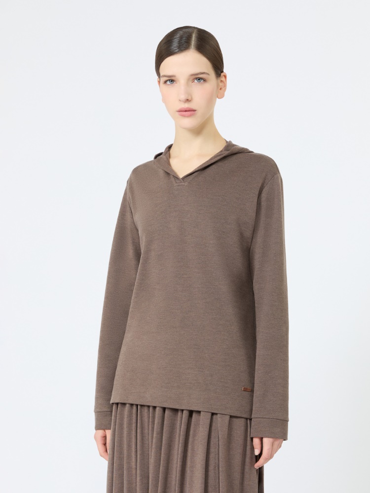 Silk-blend jersey sweatshirt - MUD - 2