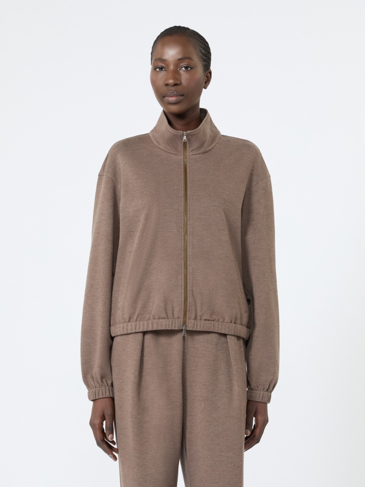 Silk-blend jersey sweatshirt - MUD - 2