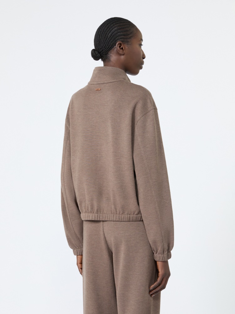 Silk-blend jersey sweatshirt - MUD - 3