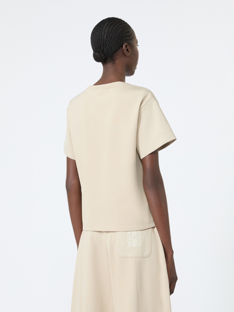 Cotton jersey boxy T-shirt - STONE - 3