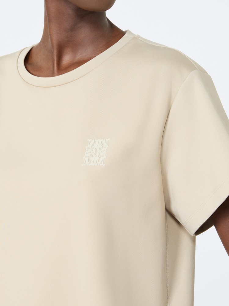 Cotton jersey boxy T-shirt - STONE - 4