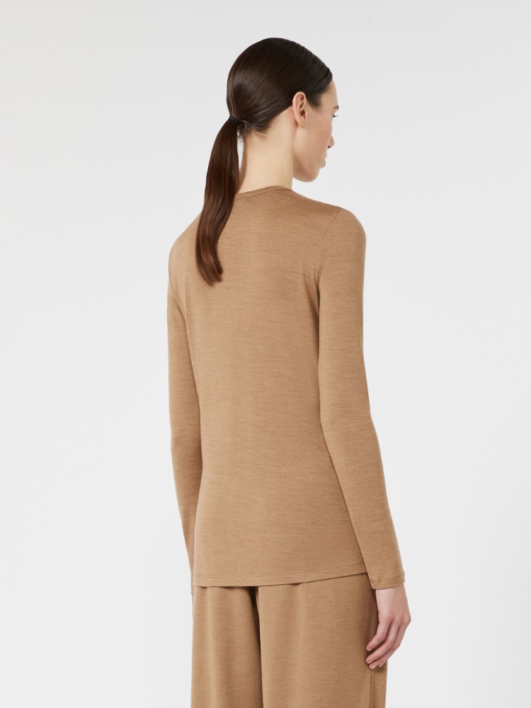 Light wool jersey T-shirt - CAMEL - Max Mara - 3