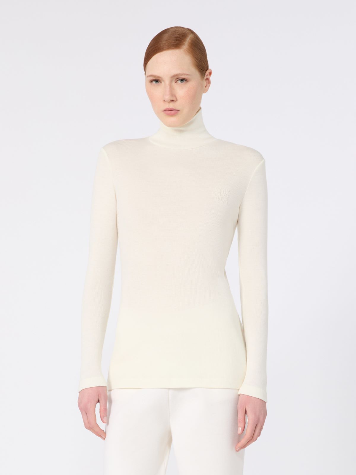 Wool jersey polo-neck sweater - WHITE - Max Mara - 2