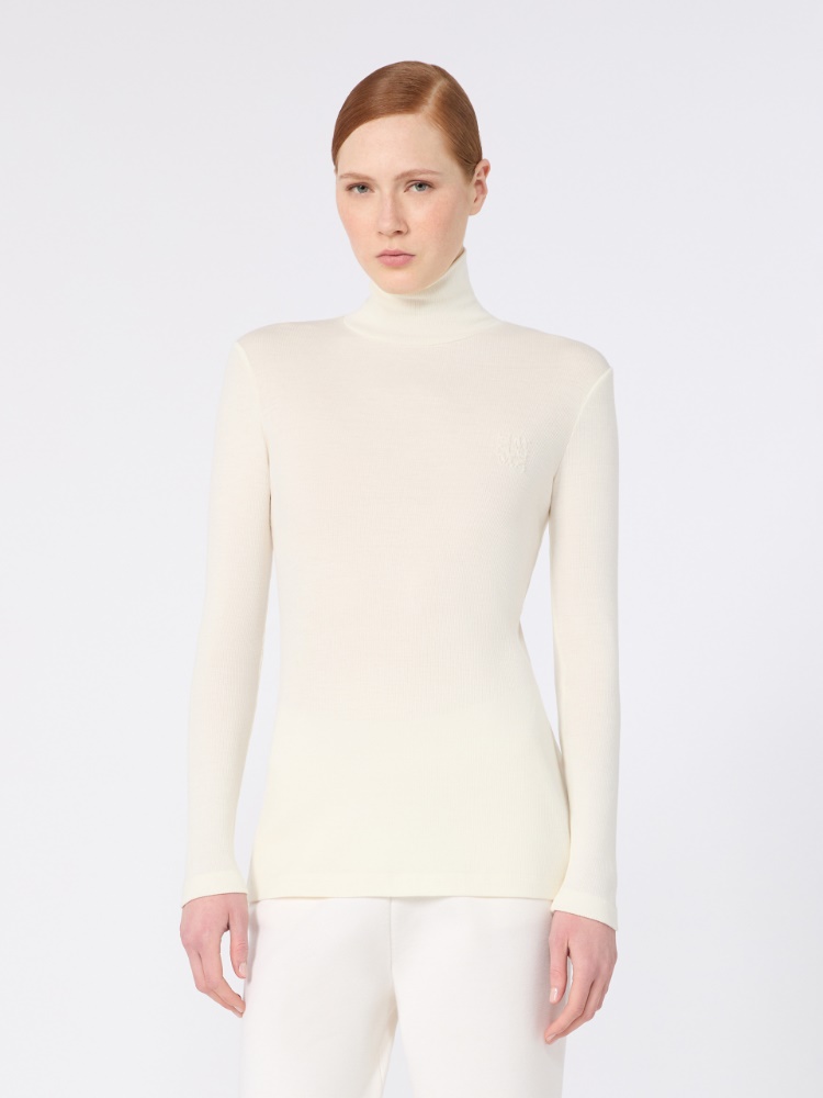 Wool jersey polo-neck sweater - WHITE - Max Mara - 2