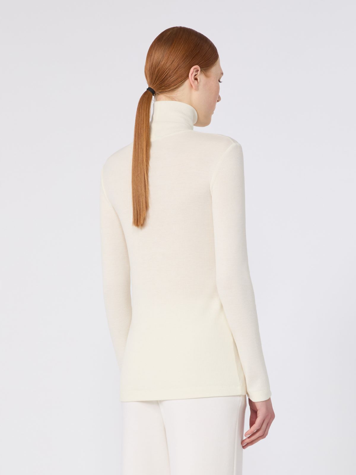 Wool jersey polo-neck sweater - WHITE - Max Mara - 3