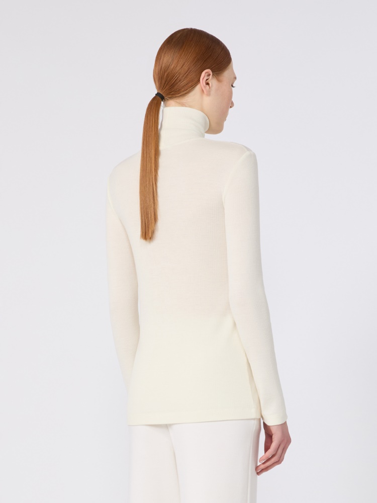 Wool jersey polo-neck sweater - WHITE - Max Mara - 3