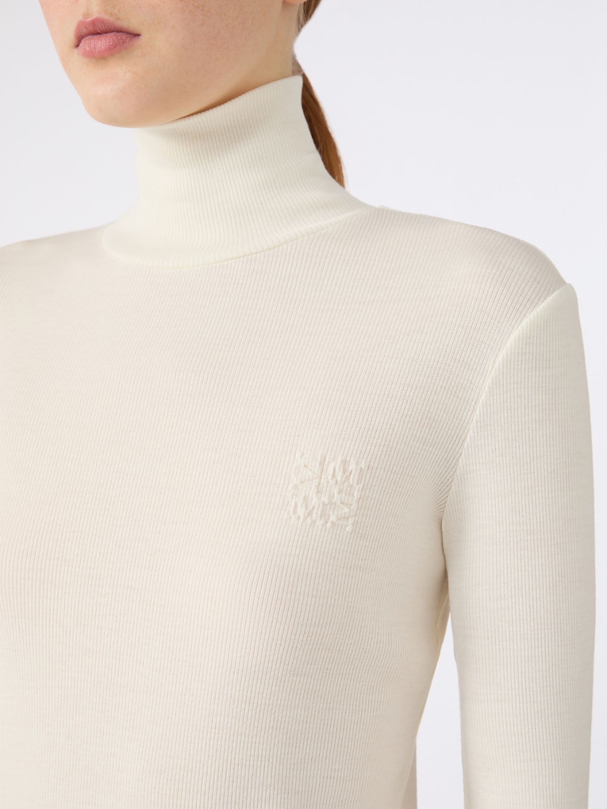 Wool jersey polo-neck sweater - WHITE - Max Mara - 4