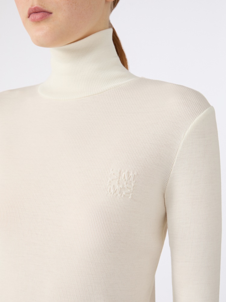 Wool jersey polo-neck sweater - WHITE - Max Mara - 4