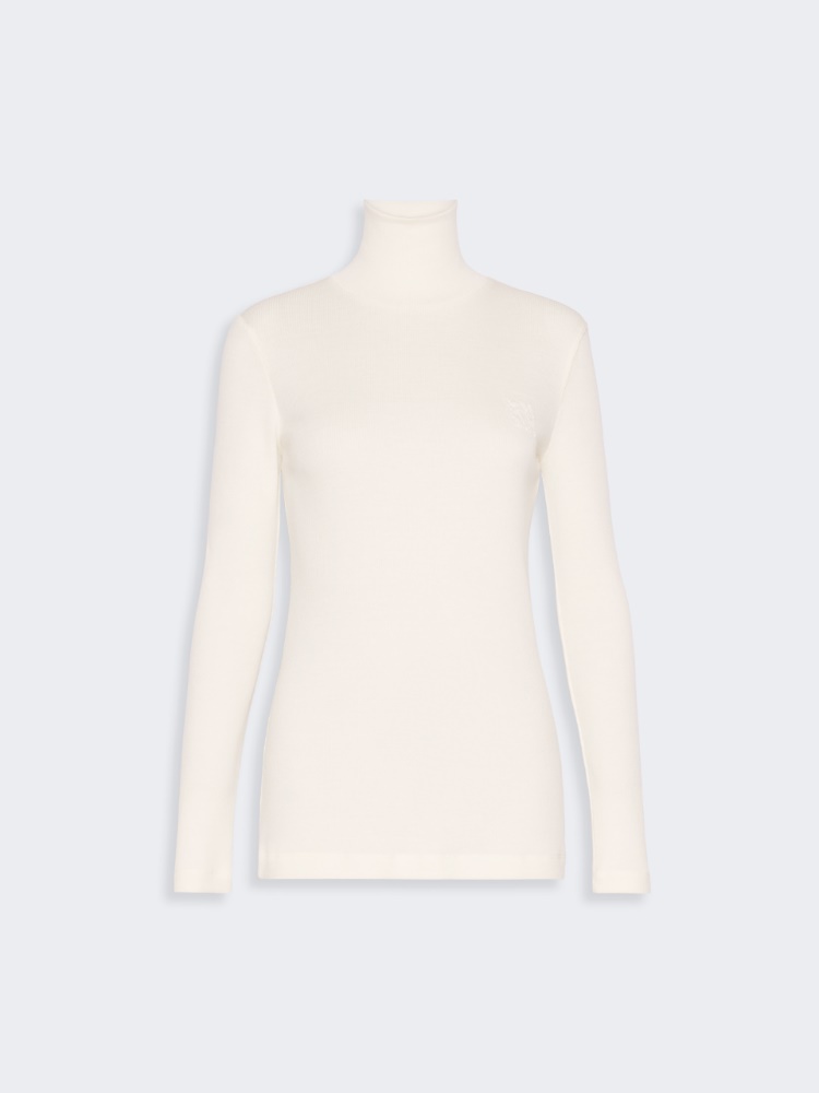 Wool jersey polo-neck sweater - WHITE - Max Mara - 5