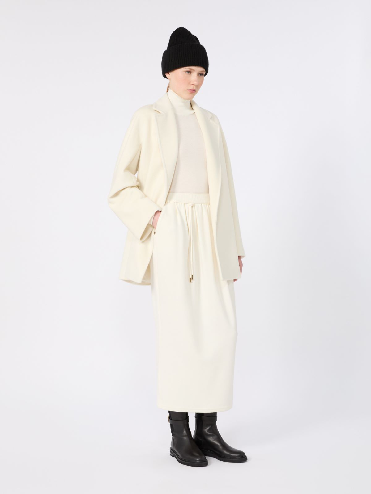 Wool jersey polo-neck sweater + BIAŁY - Max Mara
