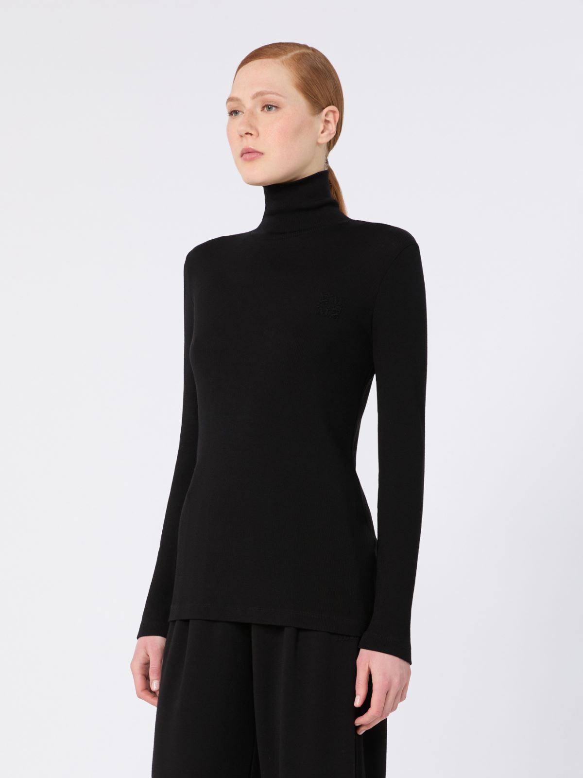 Wool jersey polo-neck sweater - BLACK - Max Mara - 2