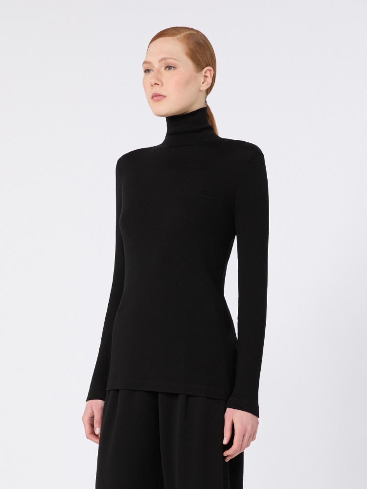 Wool jersey polo-neck sweater - BLACK - Max Mara - 2