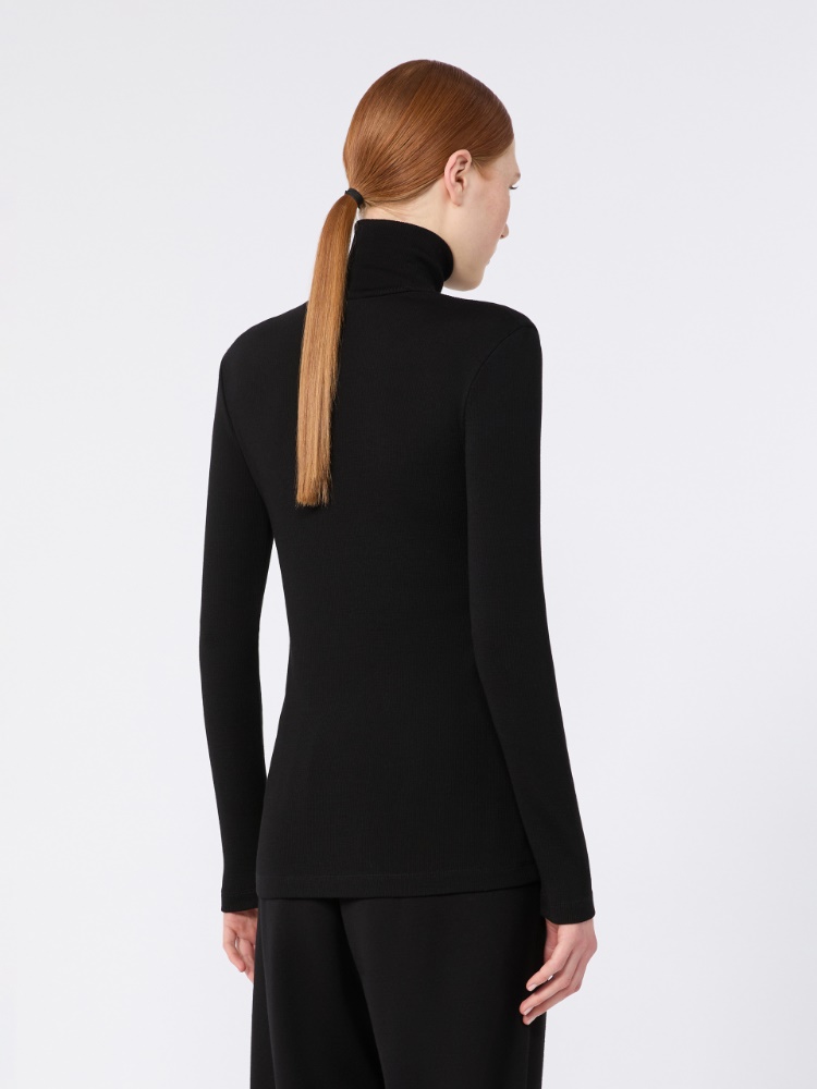 Wool jersey polo-neck sweater - BLACK - Max Mara - 3