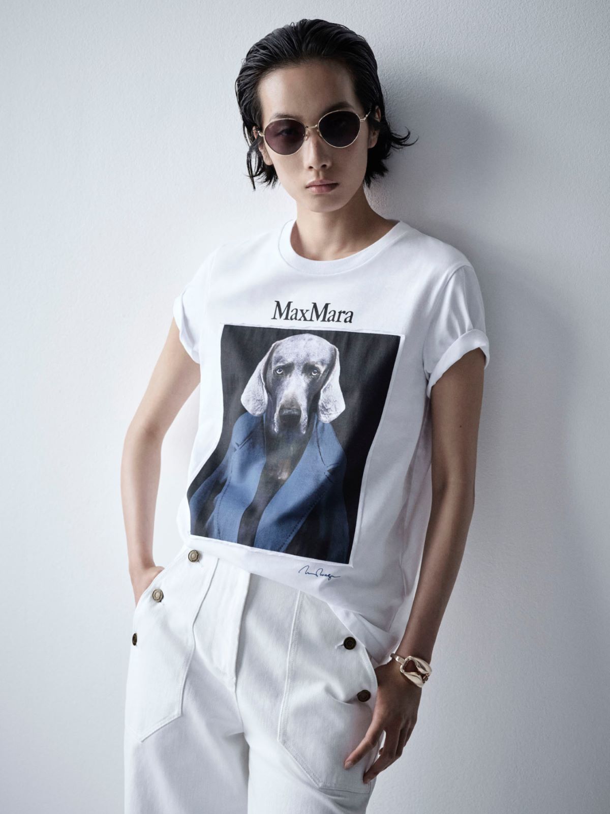 [カルカ] ピュア コットン ジャージー Tシャツ - WHITE009