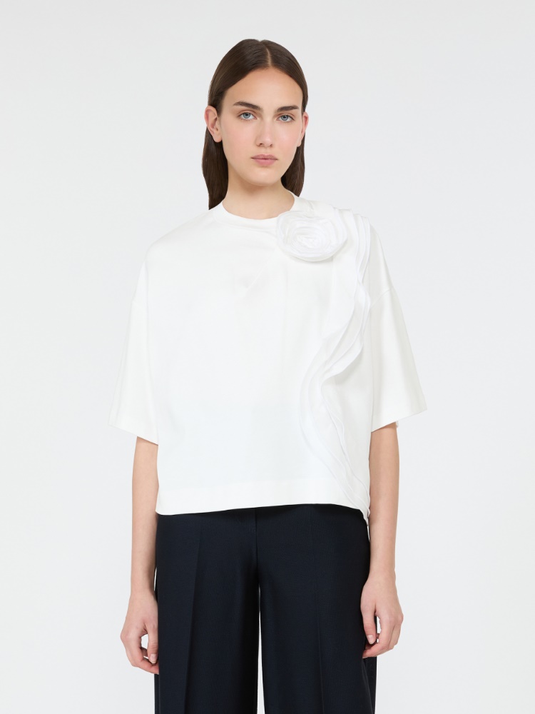 Frilly jersey T-shirt - WHITE - Max Mara - 2
