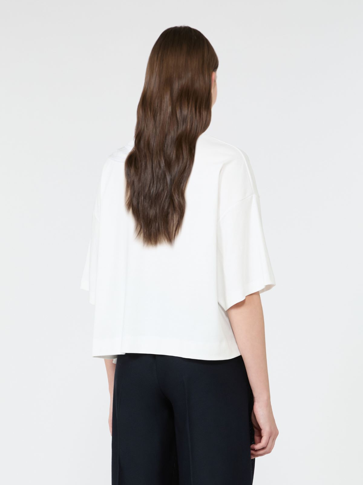 Frilly jersey T-shirt - WHITE - Max Mara - 3