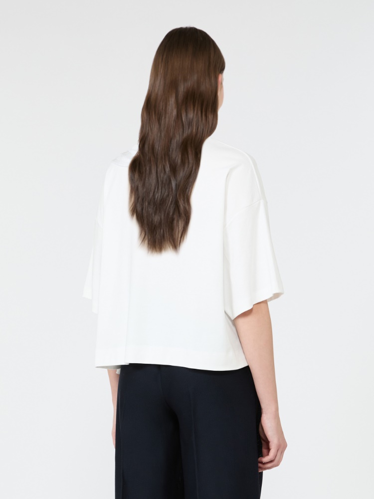 Frilly jersey T-shirt - WHITE - Max Mara - 3