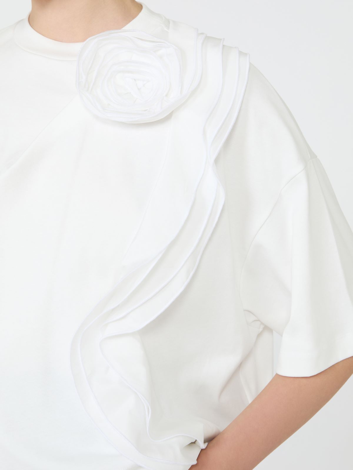 Frilly jersey T-shirt - WHITE - Max Mara - 4