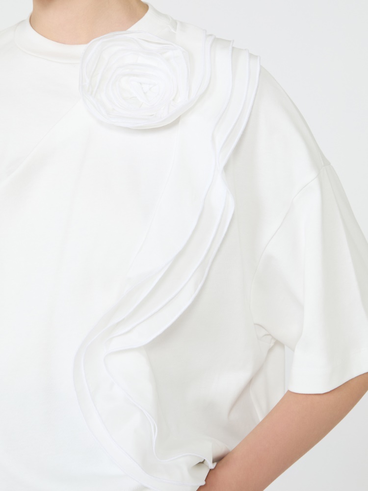 Frilly jersey T-shirt - WHITE - Max Mara - 4