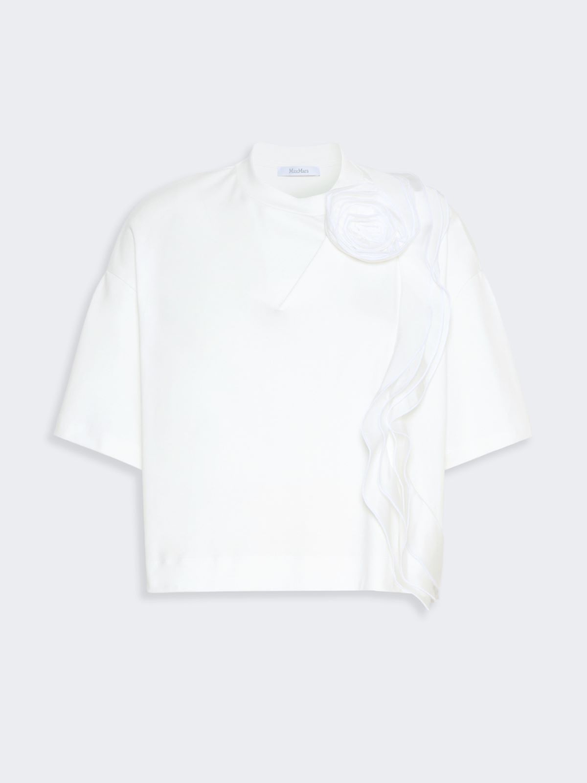 Frilly jersey T-shirt - WHITE - Max Mara - 5