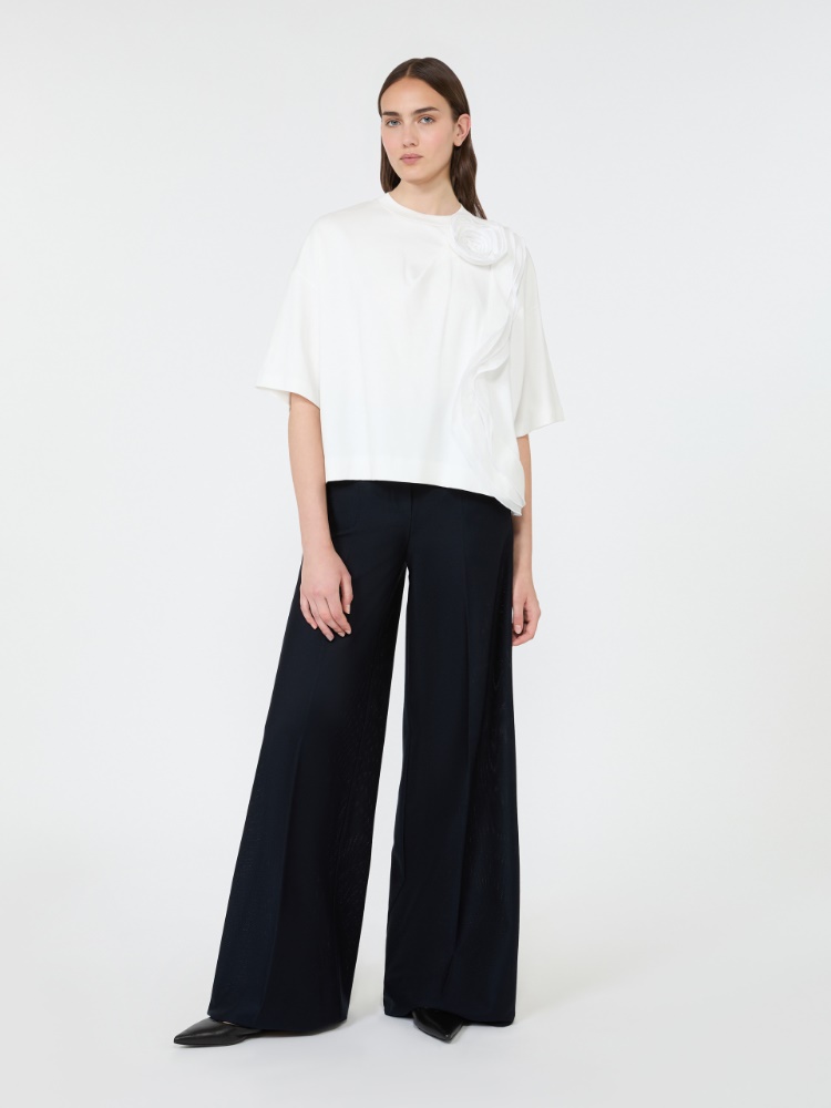 Frilly jersey T-shirt - WHITE