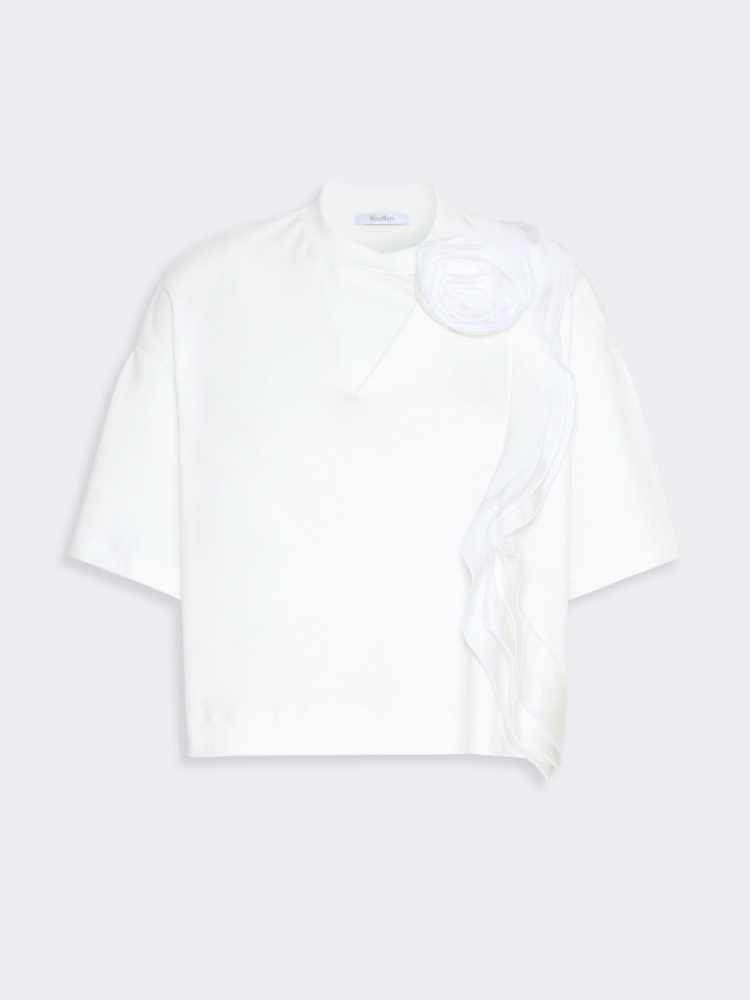 Frilly jersey T-shirt - WHITE