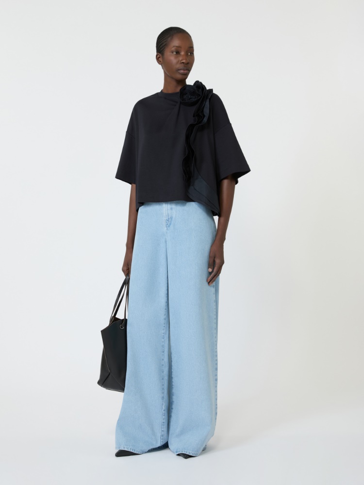 Frilly jersey T-shirt - ULTRAMARINE