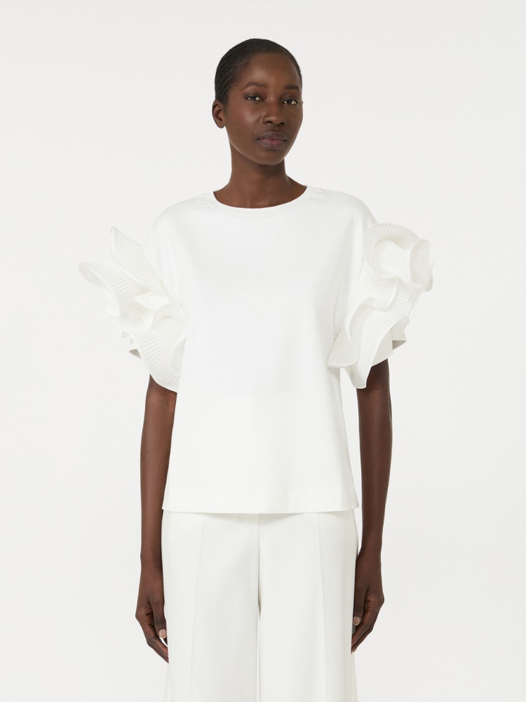Ruched jersey T-shirt - WHITE - 2