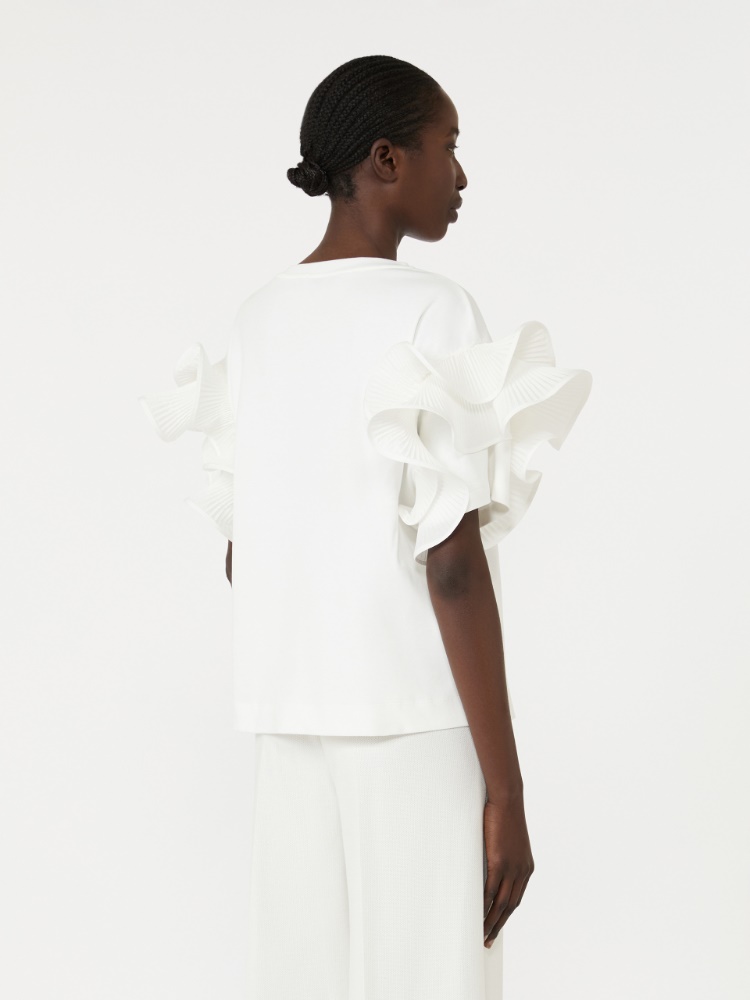 Ruched jersey T-shirt - WHITE - 3