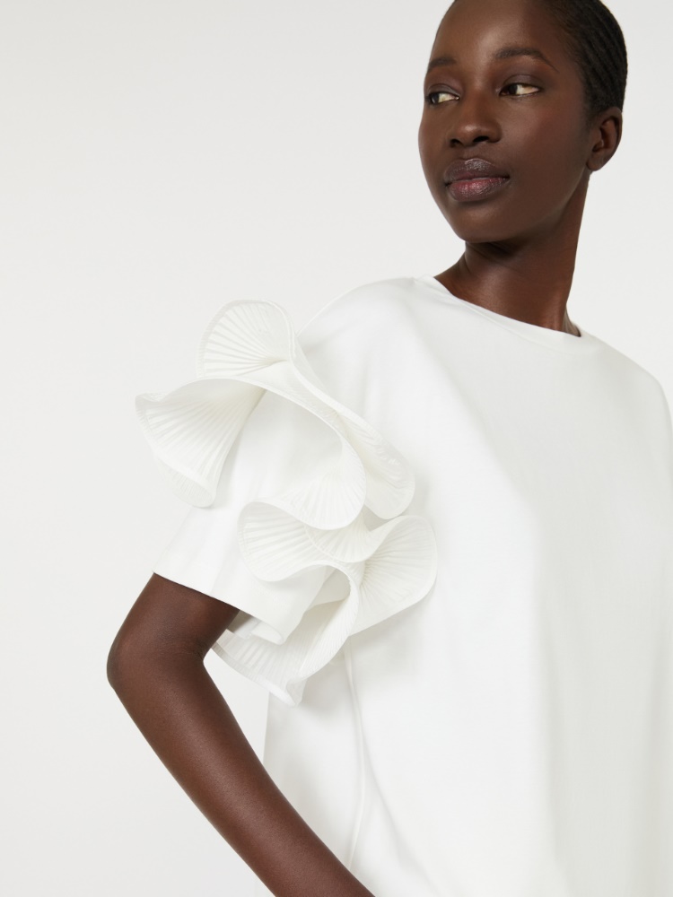 Ruched jersey T-shirt - WHITE - 4
