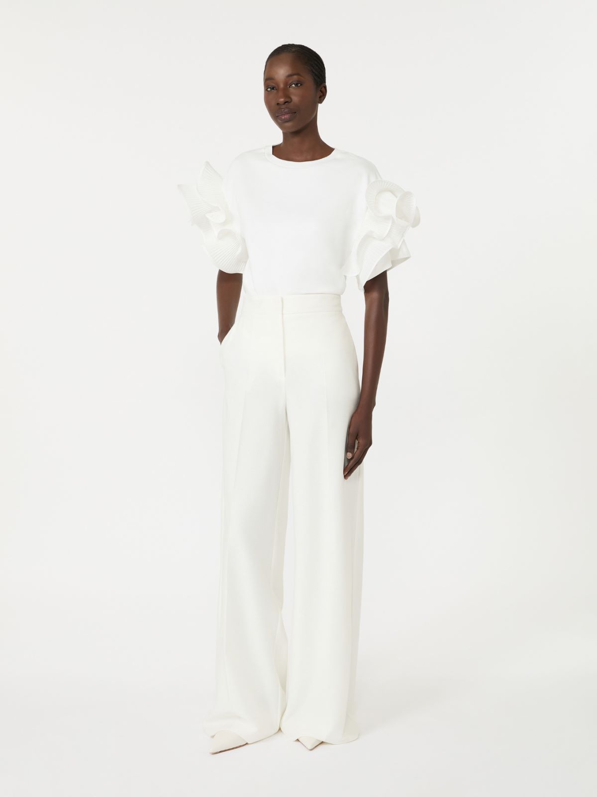Ruched jersey T-shirt - WHITE