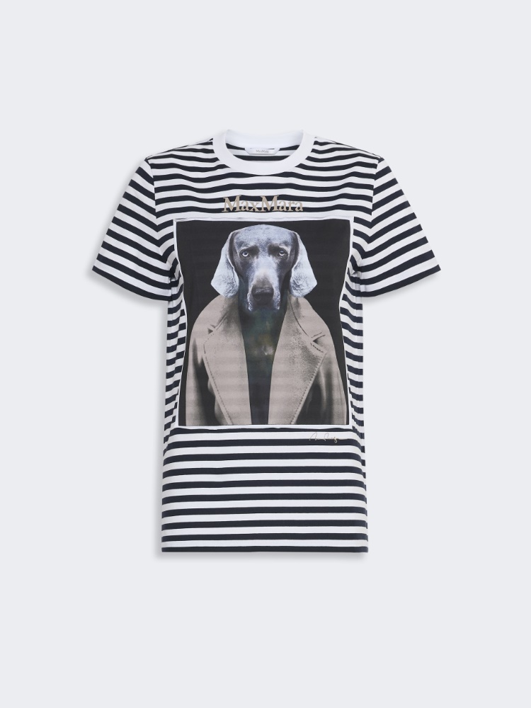Striped cotton T-shirt with iconic print - WHITE BLUE - 6