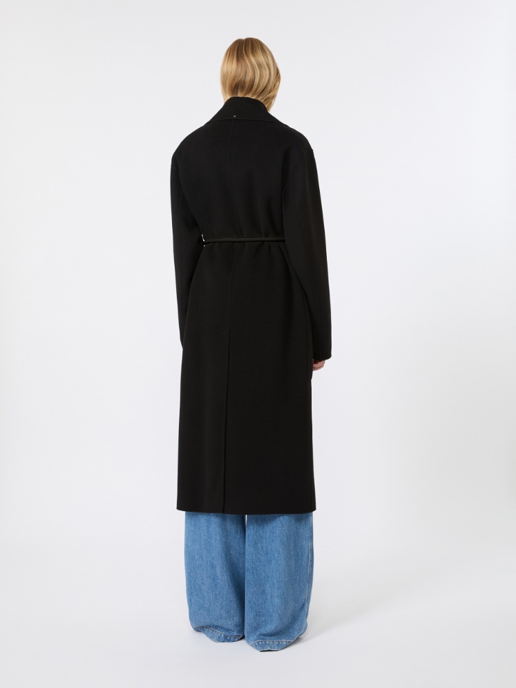 Oversized double wool coat - BLACK - 3
