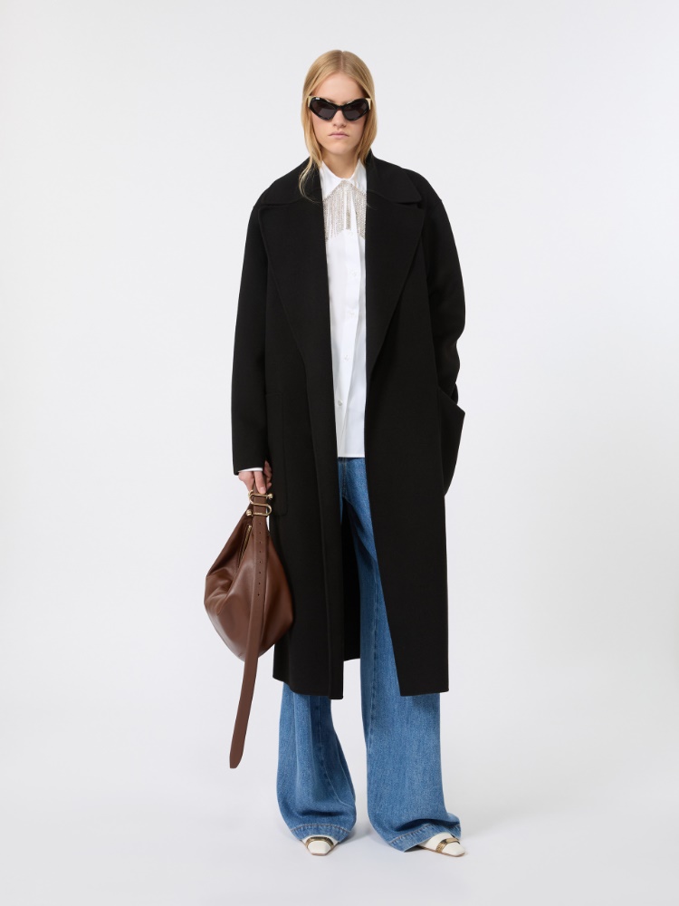 Oversized double wool coat - BLACK