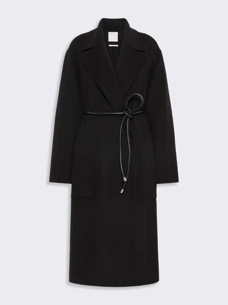 Oversized double wool coat - BLACK