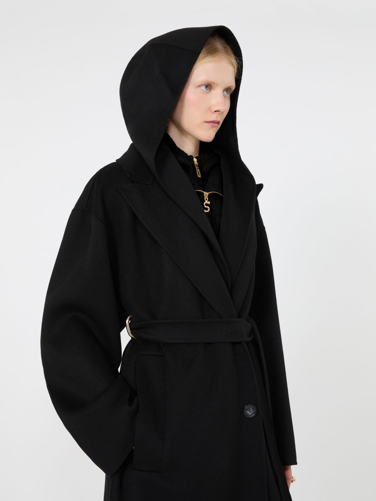 Oversized pure wool coat - BLACK - Max Mara - 4