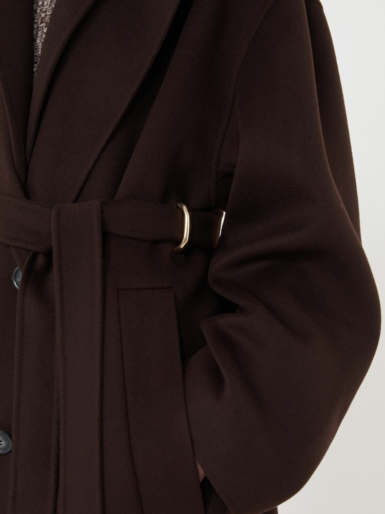Oversized pure wool coat - CHOCOLATE