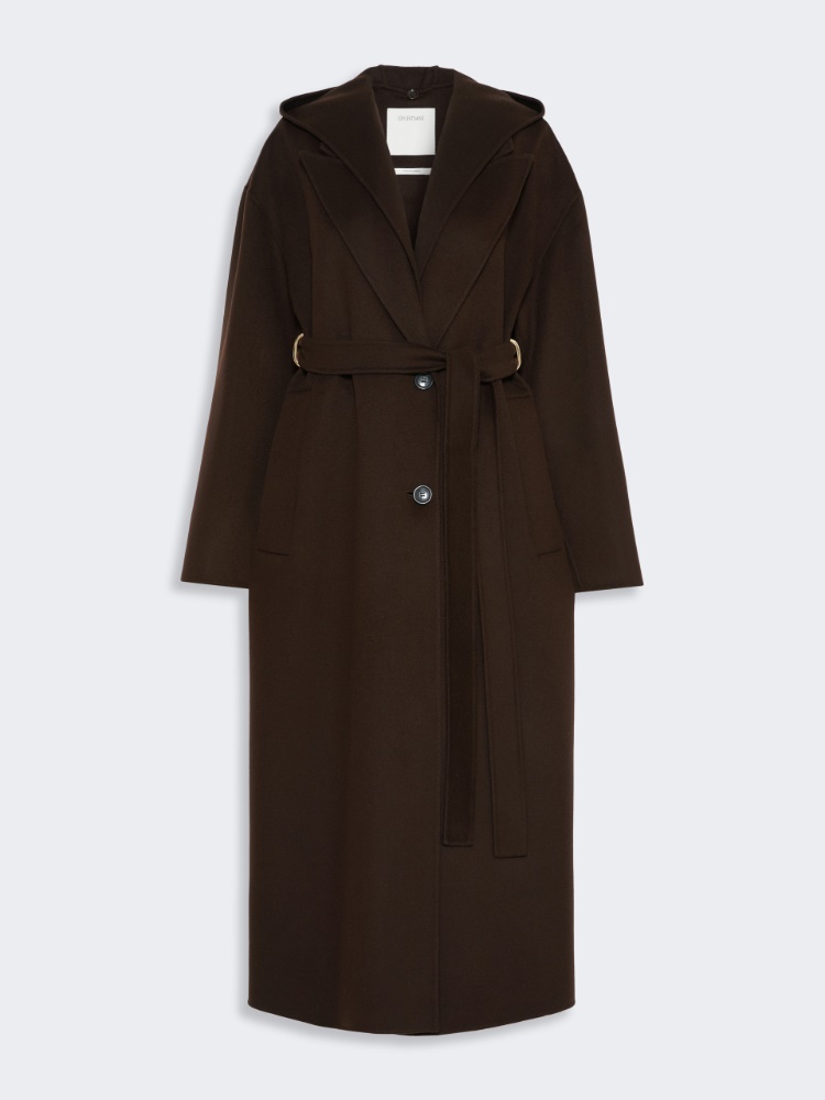 Oversized pure wool coat - CHOCOLATE