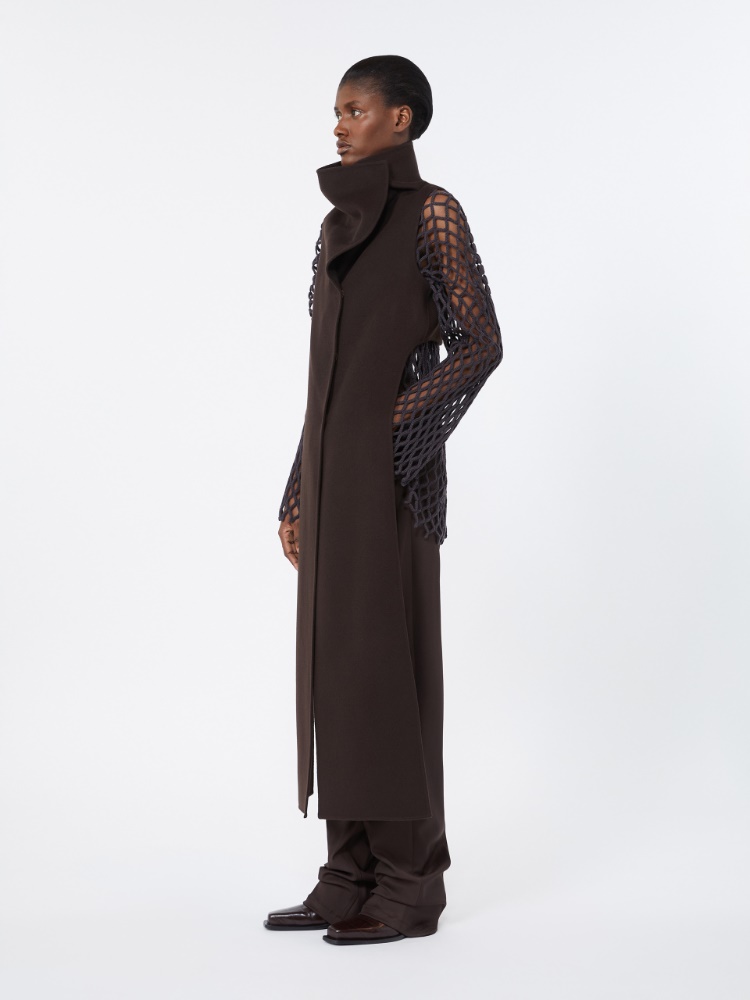 Long pure wool coat - COFFEE